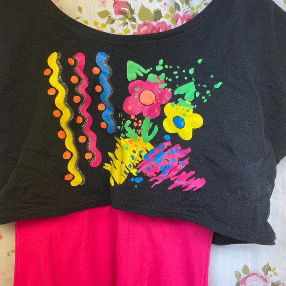 Vintage 80s kids leotard set Sz 7/8 - Picture 3 of 5